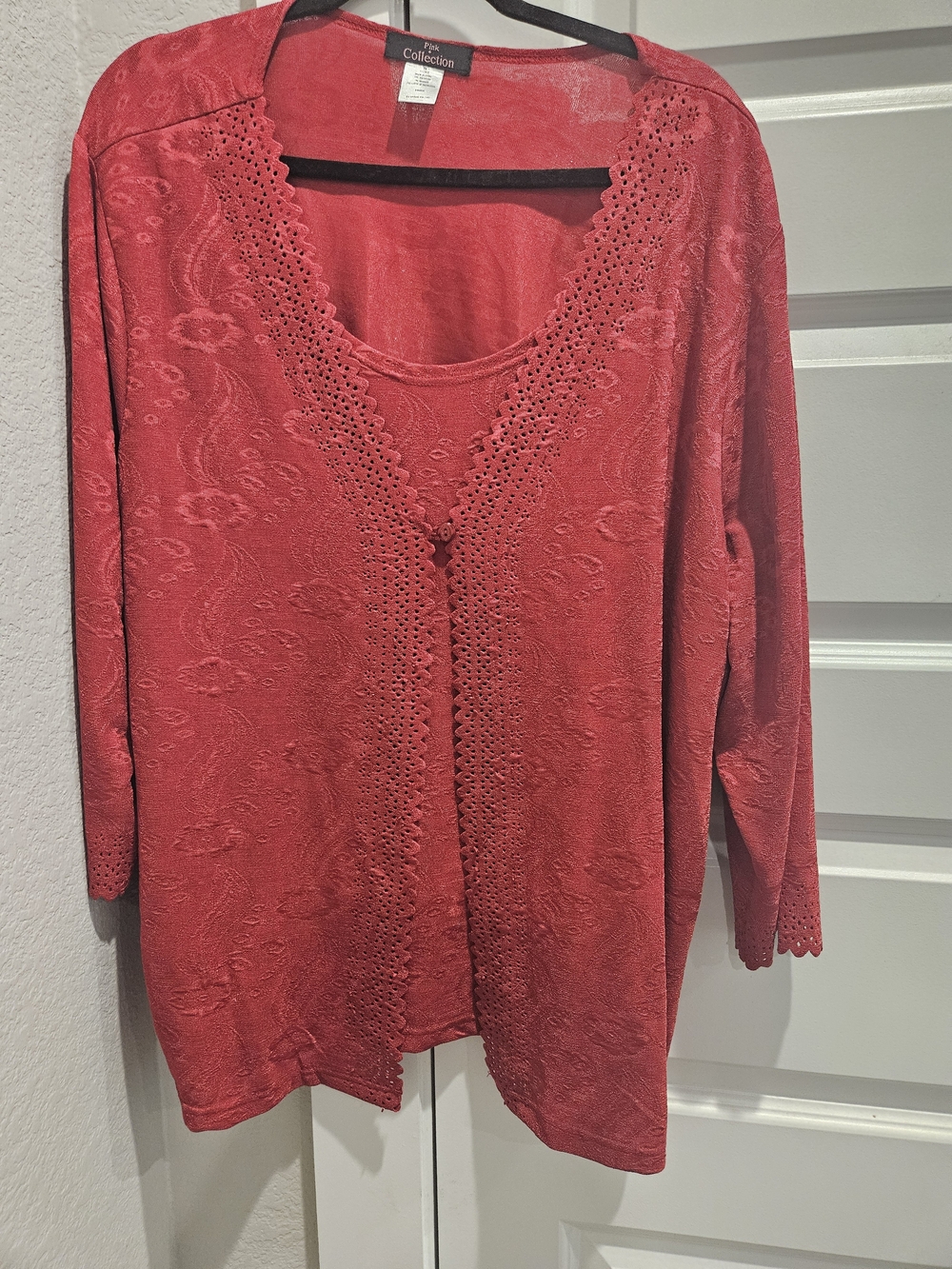 Red Embroidered Open-Front Tunic